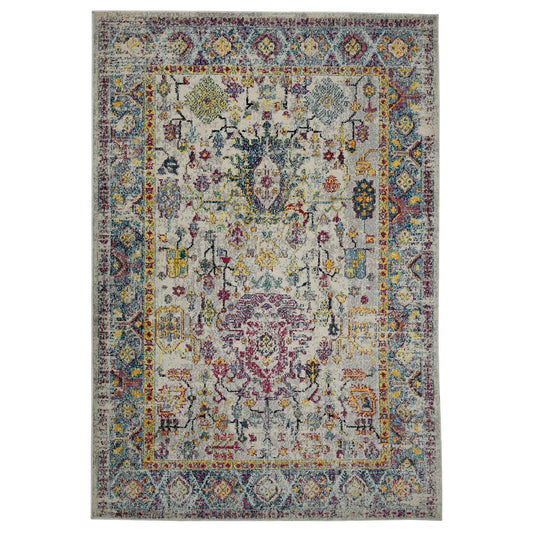 AMER Montana 8 x 11 (ft) Loomed Polypropylene Gray/Orange Rectangular Indoor Border Persian Area rug