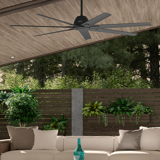 Hunter Downtown 72-in Outdoor Matte Black with Matte Black Blades Ceiling Fan Without Light ( 7 -Blade ) 5228306
