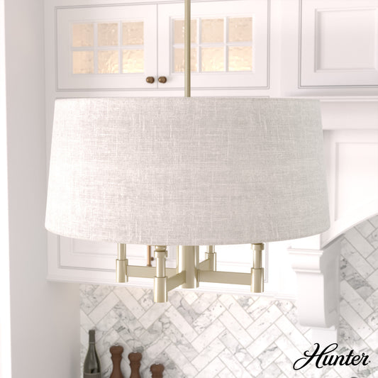 Hunter Briargrove 4 -Light Satin Brass Transitional For Use in Bedrooms, Dining Rooms, Foyers, Kitchens, Living Rooms Chandelier 5281535