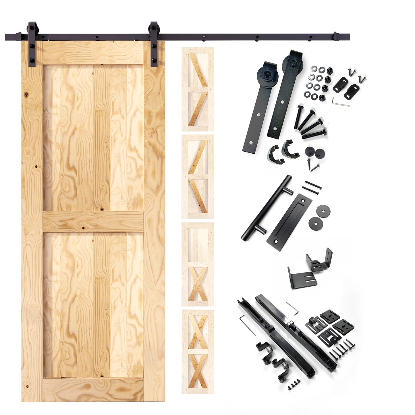 HOMACER 32-in x 84-in Unfinished Unfinished Pine Wood Solid core Single Barn Door (Hardware Included)