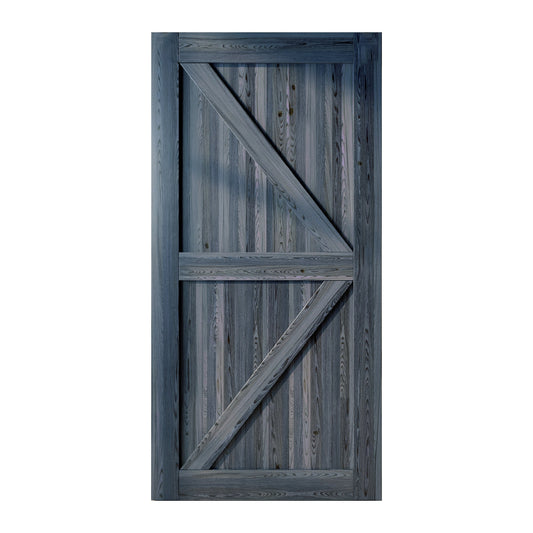 HOMACER 44-in x 84-in Navy K-frame Pine Wood Solid core Single Barn Door (Hardware Not Included)