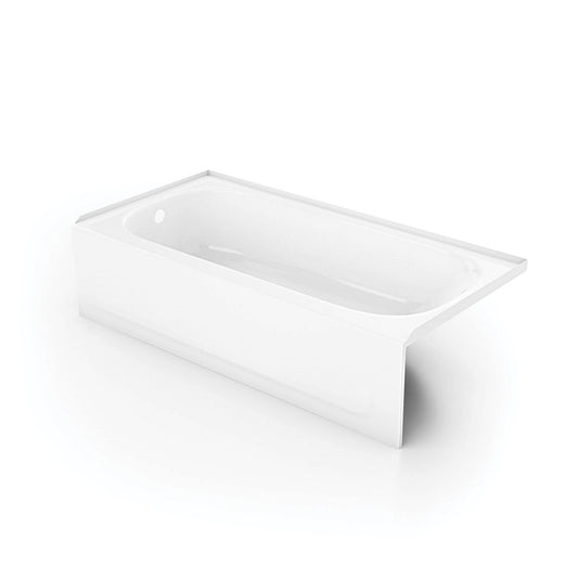 MAAX Pro Steel 30-in x 54-in White Porcelain Enameled Steel Rectangle Alcove Soaking Bathtub ( Left Drain )