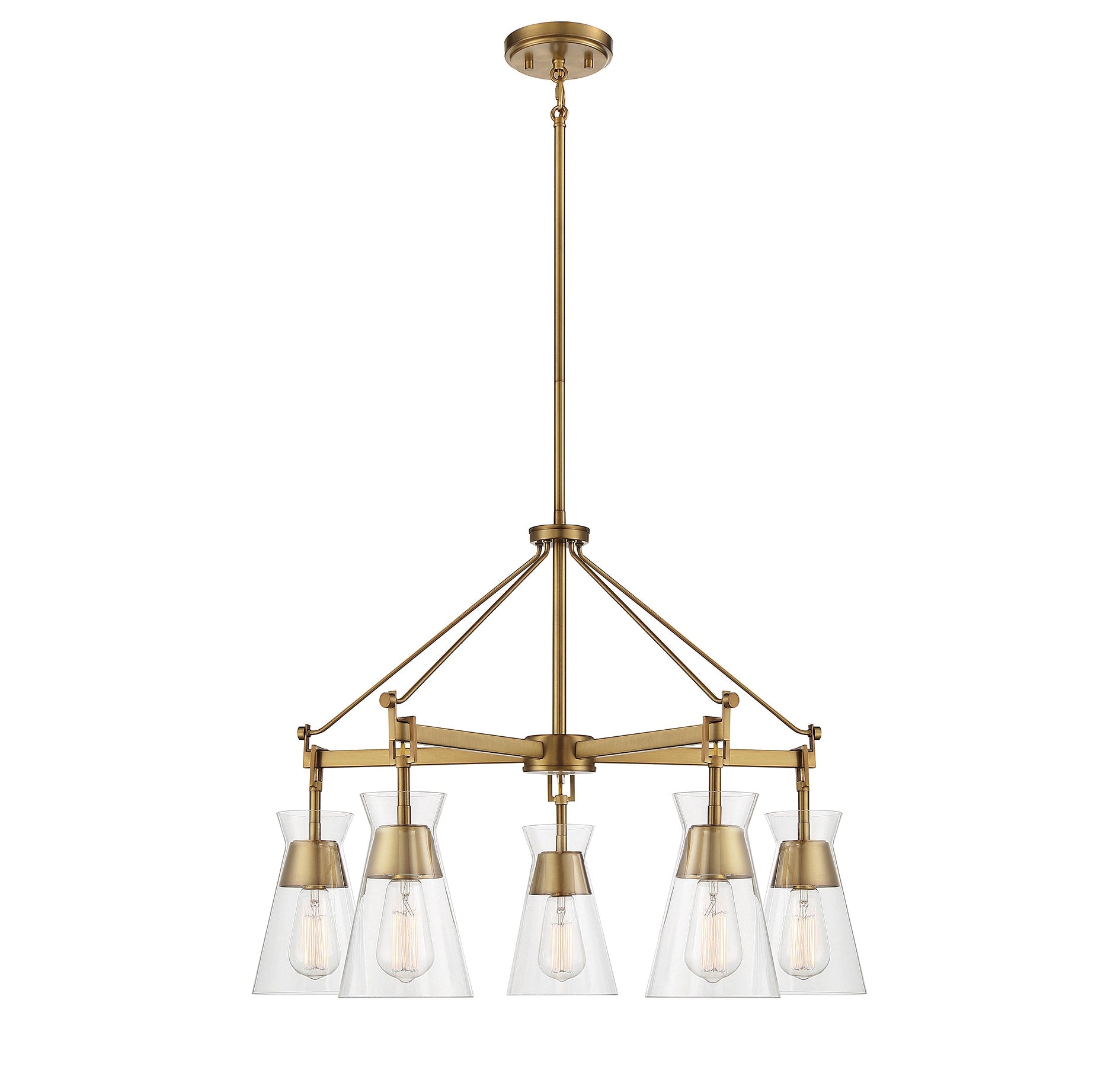 Savoy House Essentials Lakewood 5 -Light Brushed Brass Vintage For Use in Bedrooms, Dining Rooms, Foyers, Kitchens, Living Rooms Chandelier