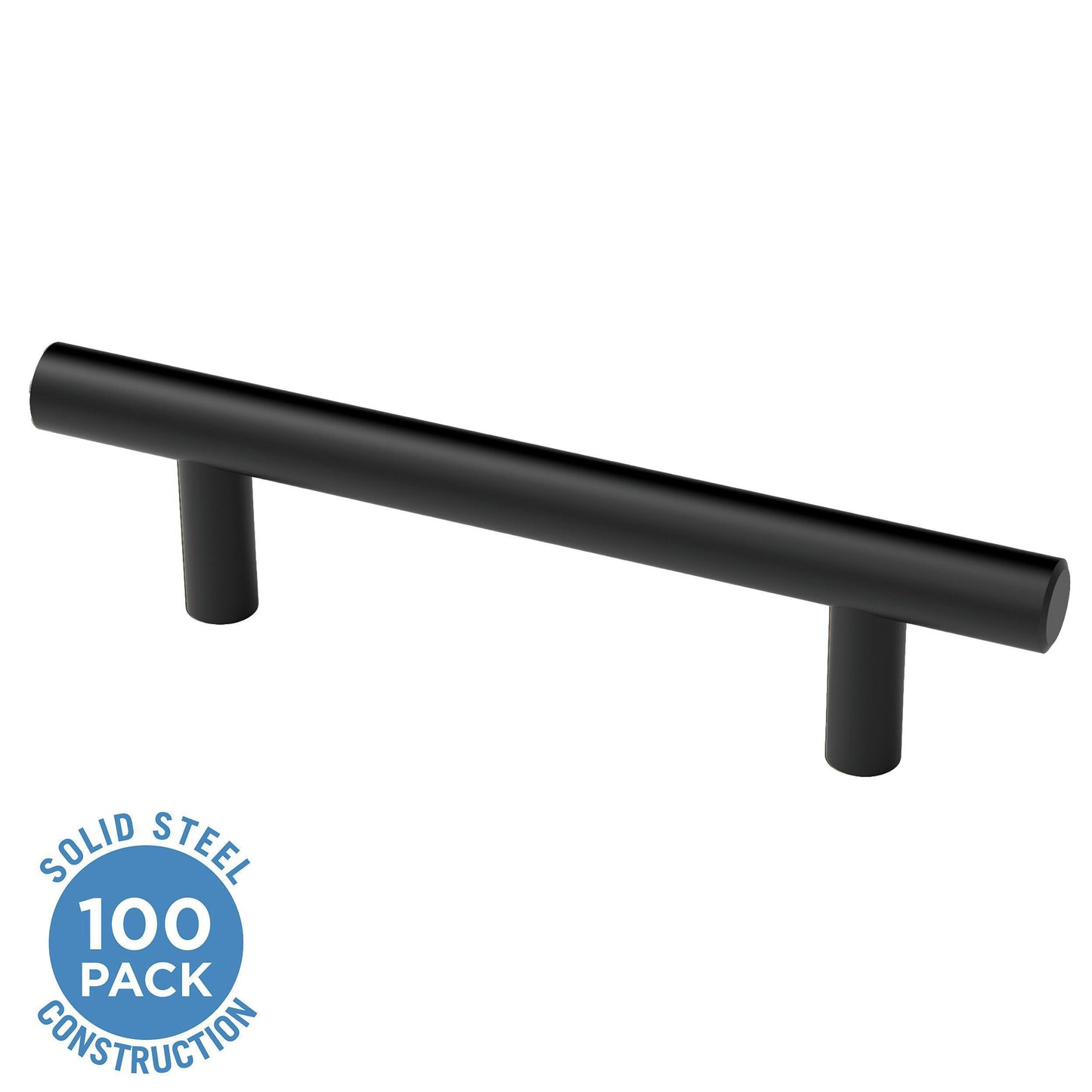 Brainerd Bar 3-3/4-in (96Mm) Center to Center Matte Black Cylindrical Bar Drawer Pulls (100-Pack) BAR096W-FB-K9