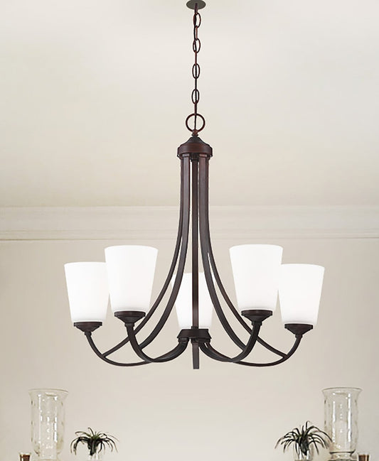 Minka Lavery Overland Park 5 -Light Matte Bronze Transitional For Use in Bedrooms, Dining Rooms, Foyers, Kitchens, Living Rooms Chandelier 1664530