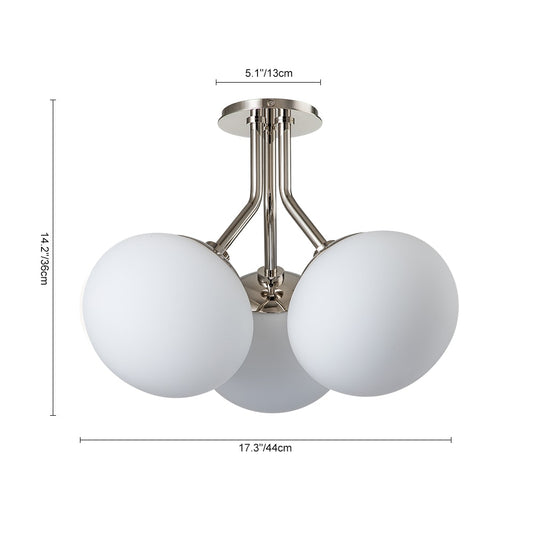 HUOKU Goouu 3 -Light 17.3-in Nickel Semi Flush Mount Light