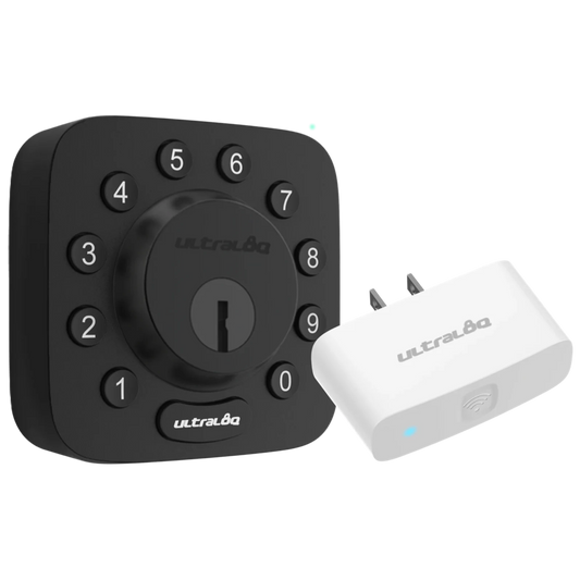 Ultraloq Modern Black Single Cylinder Deadbolt with WiFi Bridge Adapter - Grade 1 Security, Adjustable Backset, Traditional Re-Key Technology U-BOLT-BK-UB01-B