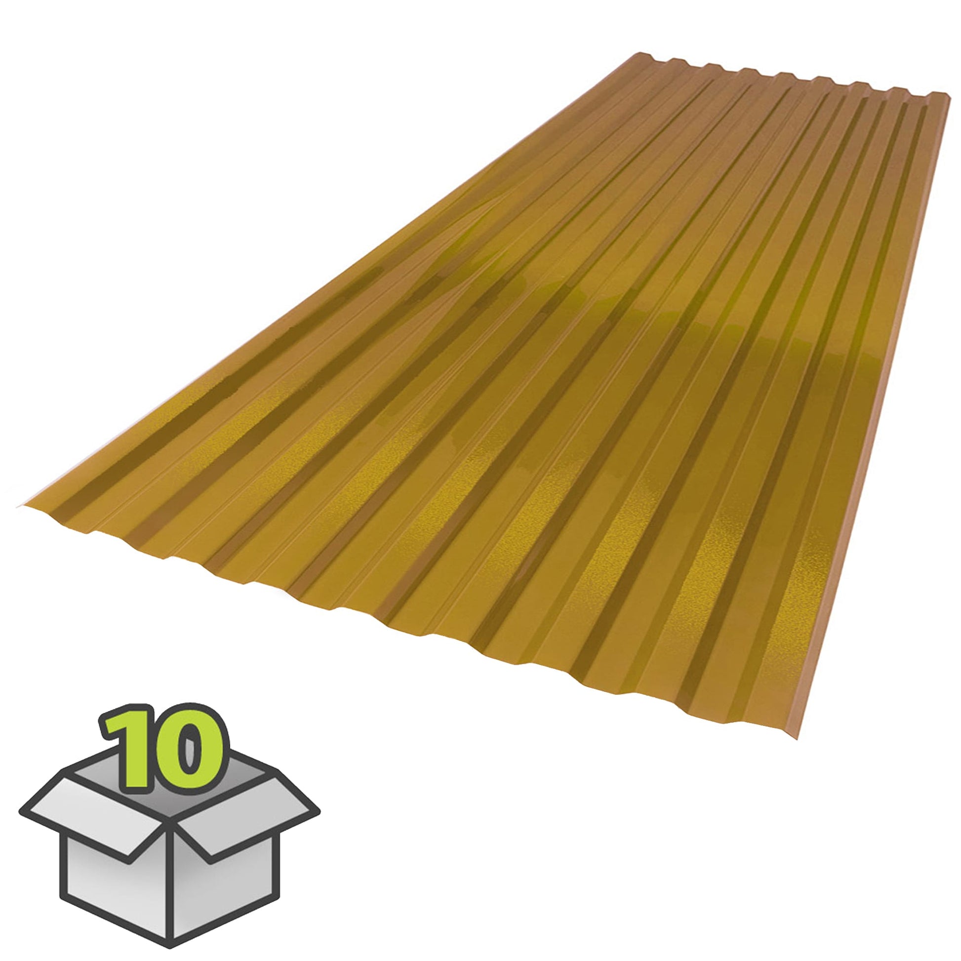 SUNTUF PALRAM 2.2-ft x 6-ft Corrugated Gold Polycarbonate plastic Roof Panel 10 -Pack