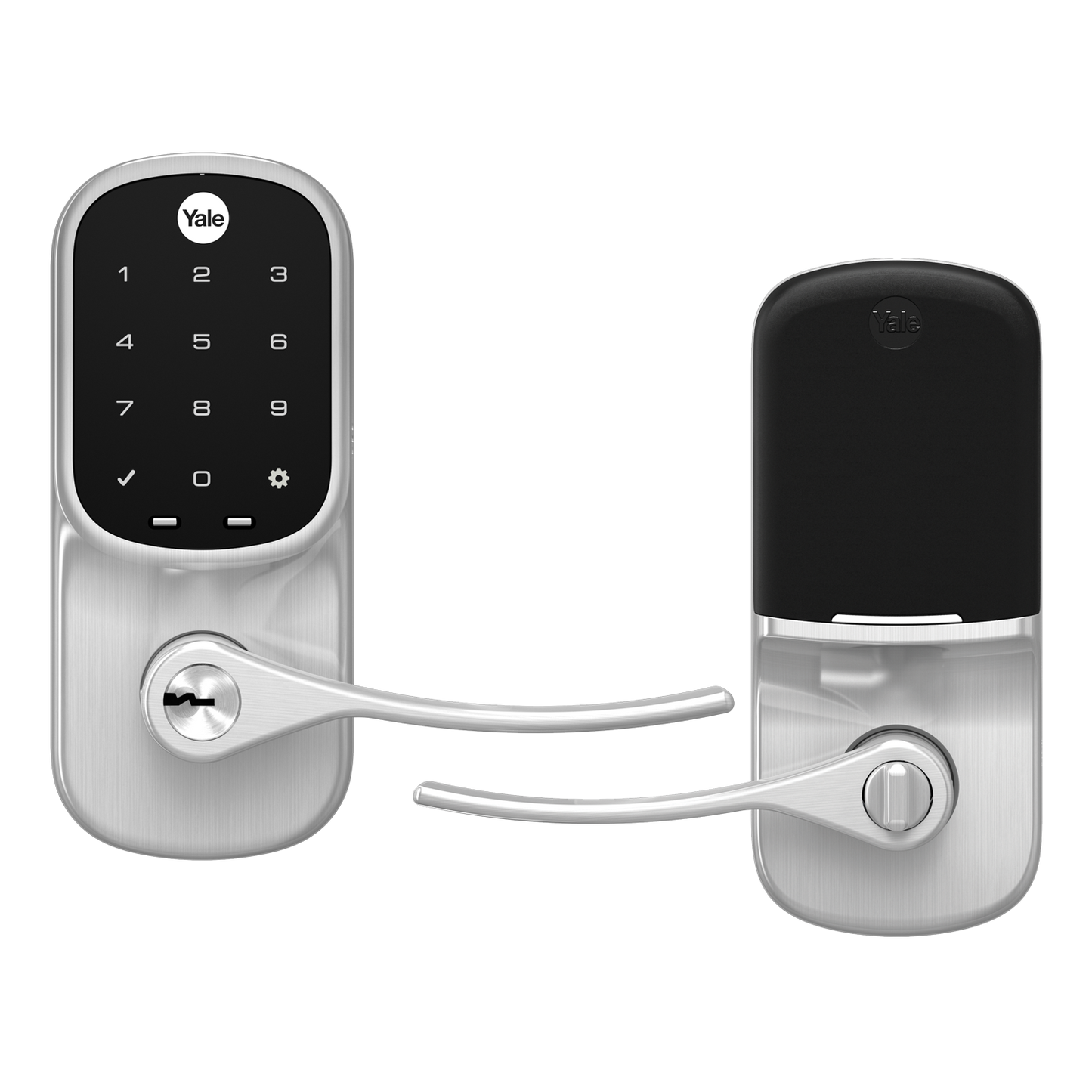 Yale Assure Lock Smart Lever Satin Nickel Smart Lock Electronic Handleset with Wifi Bluetooth Touchscreen Keypad YRL226-WF1-619