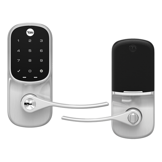 Yale Assure Lock Smart Lever Satin Nickel Smart Lock Electronic Handleset with Wifi Bluetooth Touchscreen Keypad YRL226-WF1-619