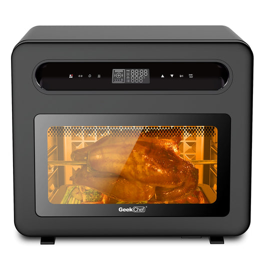 GZMR 26 QT Steam Air Fryer Toast Oven Combo 6-Slice Black Convection Toaster Oven with Rotisserie and Automatic Shut-Off (1650-Watt) GR-GT030A