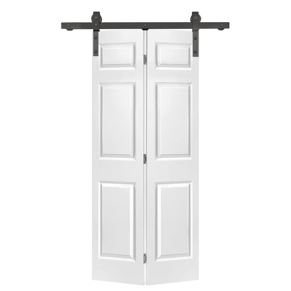 CALHOME 36-in x 80-in White Primed MDF Hollow core Single bifold Barn Door (Hardware Included)
