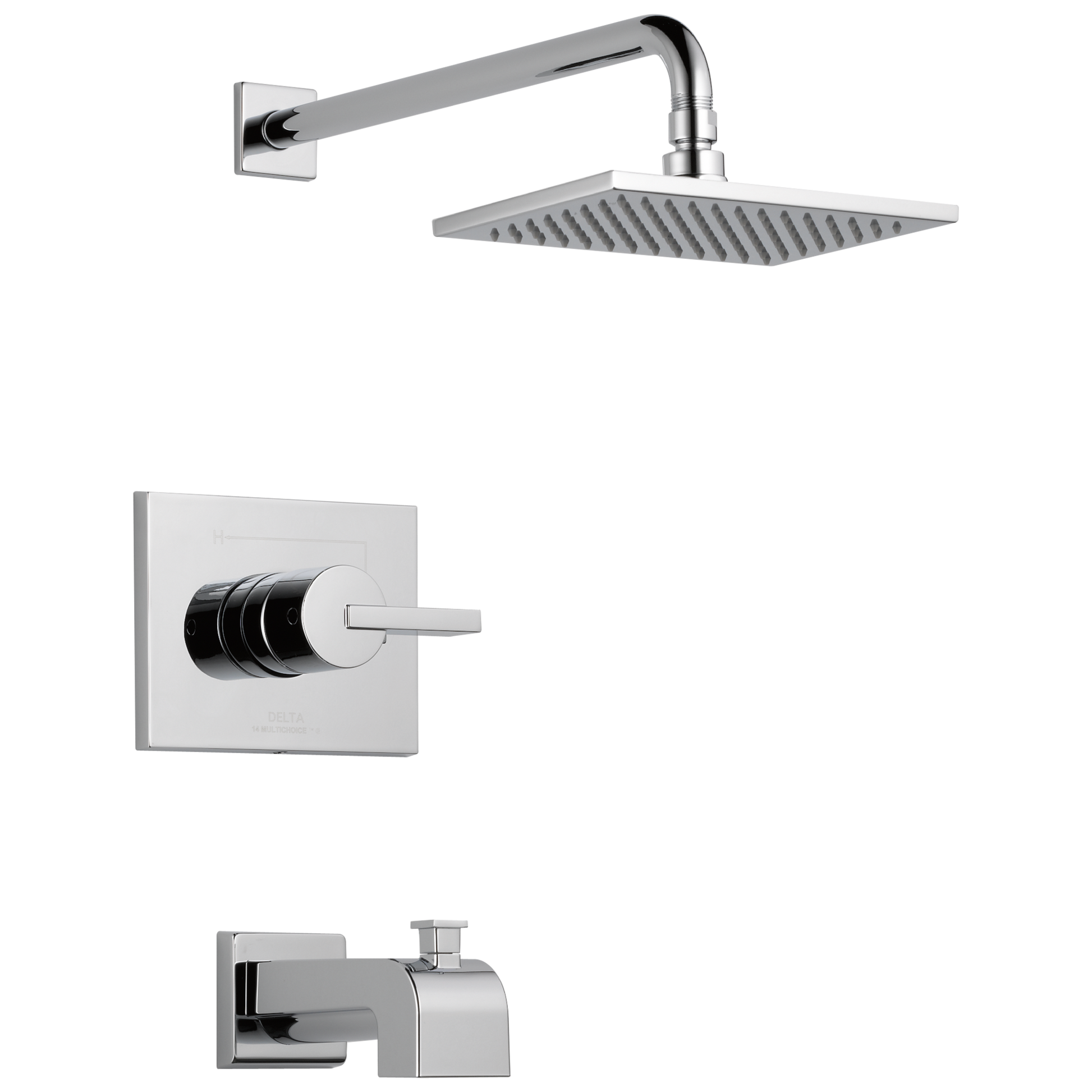 Delta Vero Chrome 1-handle Single function 8.6560-in Square Bathtub and shower Faucet with Valve