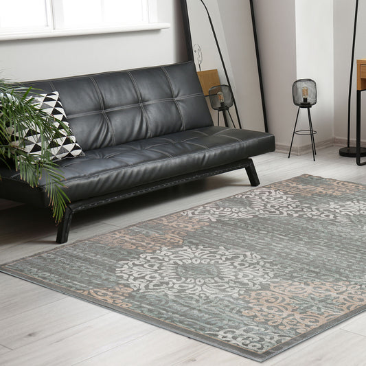 Radici USA Pisa 8 x 10 (ft) Gray Rectangular Indoor Abstract Bohemian/Eclectic Area rug