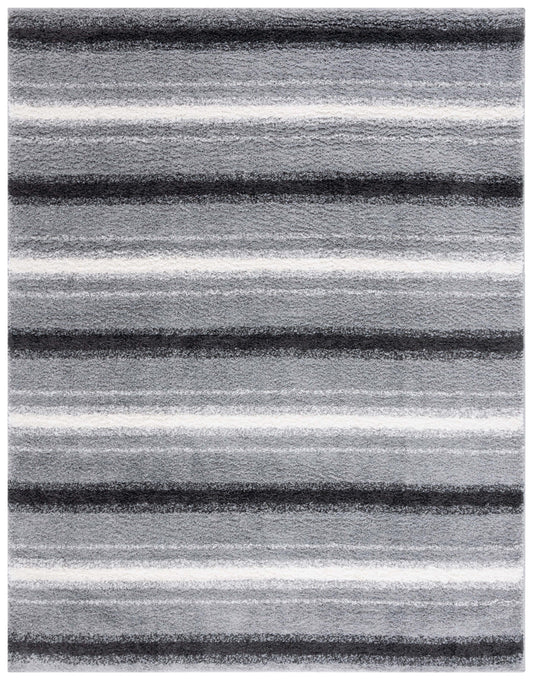 Safavieh 9 x 12 (ft) Loomed Gray/Black Rectangular Indoor Stripe Mid-Century Modern Area rug