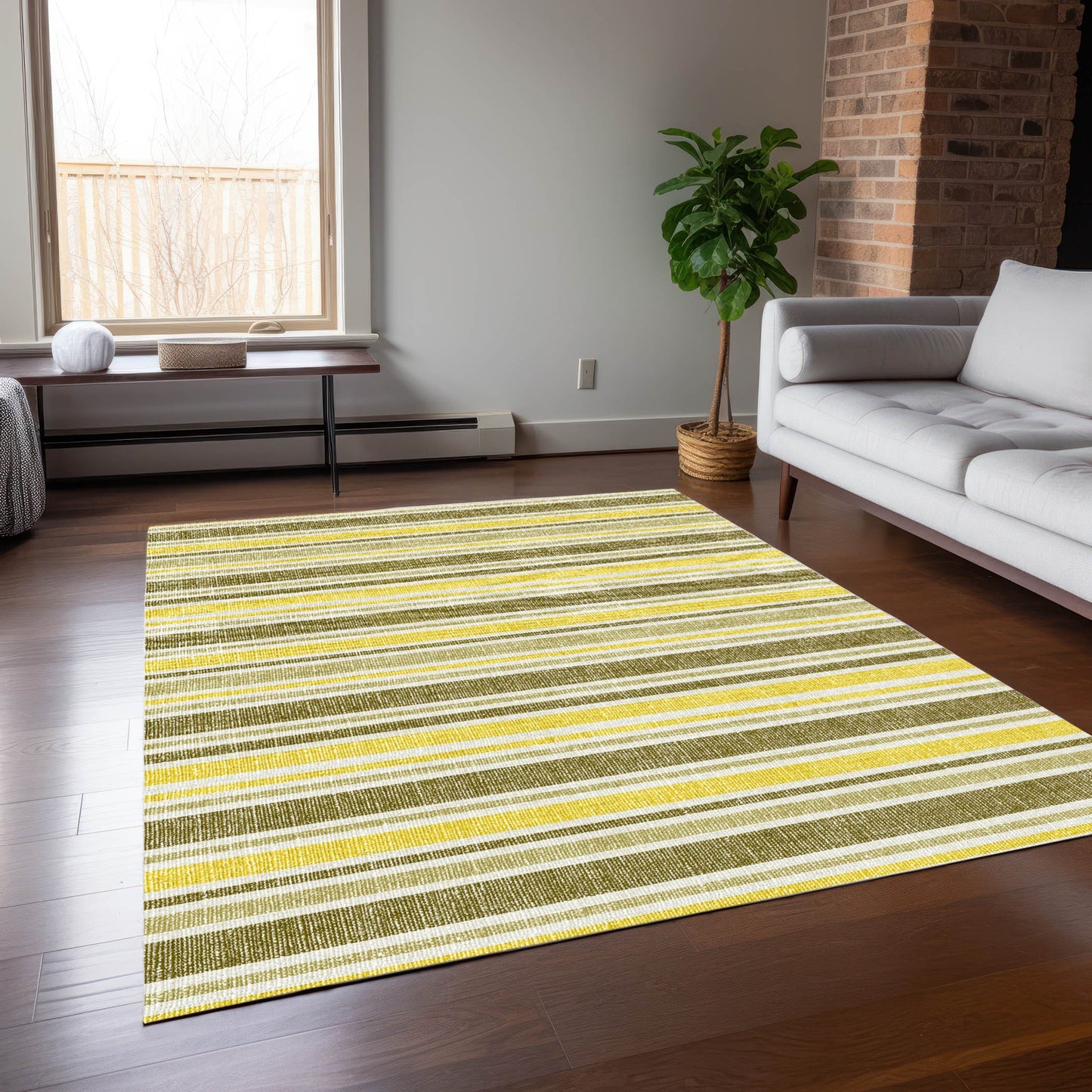 Addison Rugs Chantille 10 x 14 (ft) Khaki Rectangular Indoor/Outdoor Stripe Machine washable Area rug