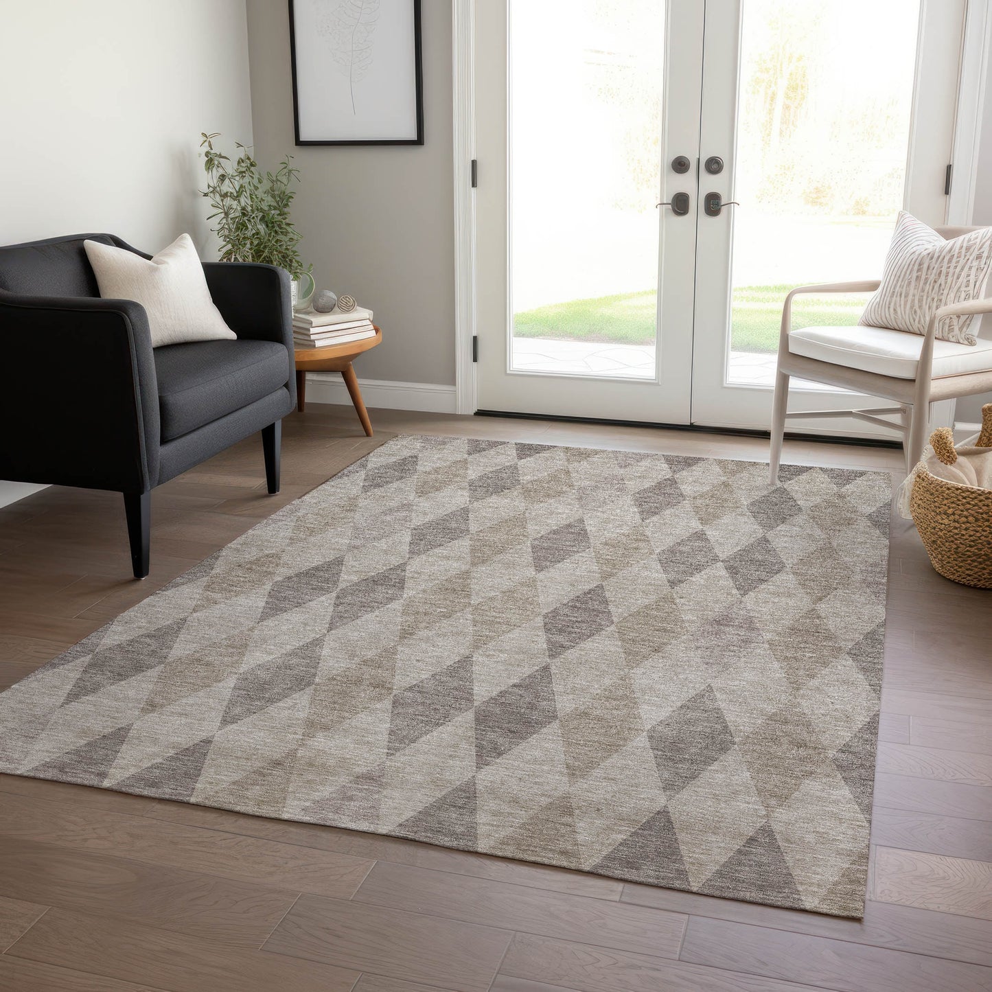 Addison Rugs Chantille ACN561BG 10 x 14 (ft) Beige Rectangular Indoor/Outdoor Geometric Mid-Century Modern Machine washable Area rug