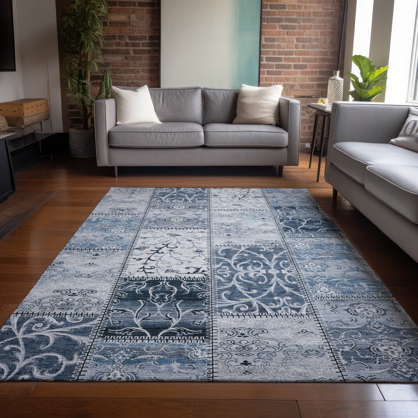 Addison Rugs Chantille ACN566DN 9 x 12 (ft) Denim Rectangular Indoor/Outdoor Abstract Machine washable Area rug