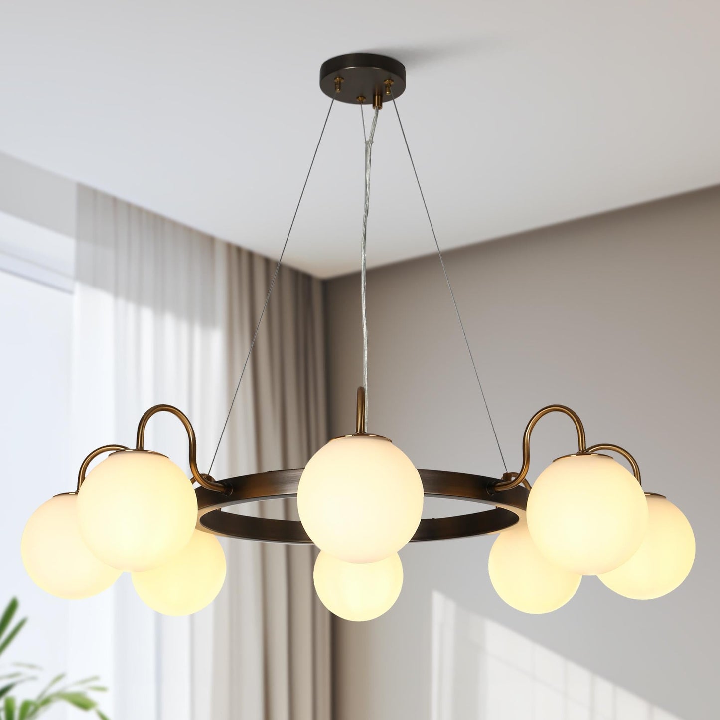 LNC Aladarimostinin 8 -Light Polished Brass Modern/contemporary For Use in Bedrooms, Dining Rooms, Foyers, Kitchens, Living Rooms Chandelier