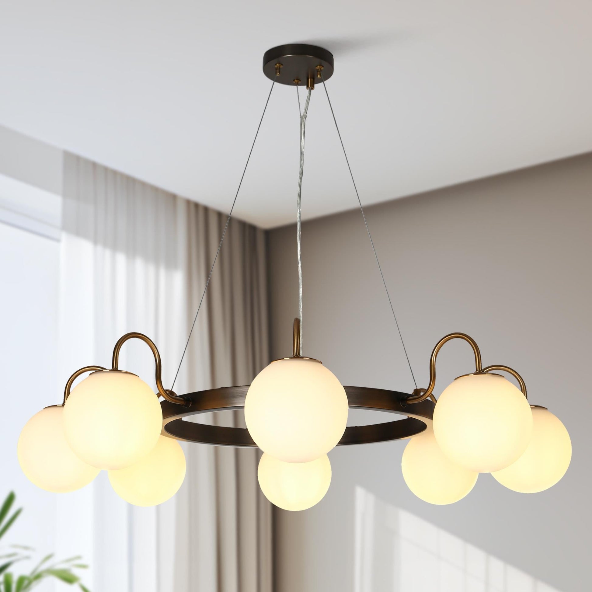 LNC Aladarimostinin 8 -Light Polished Brass Modern/contemporary For Use in Bedrooms, Dining Rooms, Foyers, Kitchens, Living Rooms Chandelier