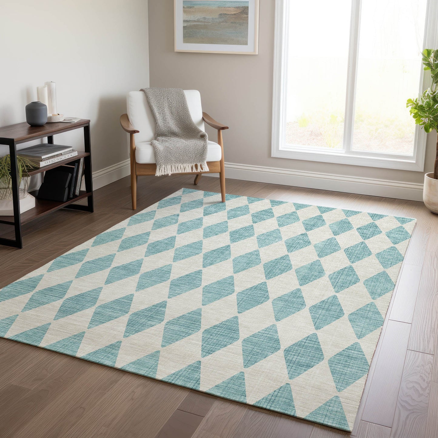 Addison Rugs Chantille ACN578TE 9 x 12 (ft) Teal Rectangular Indoor/Outdoor Geometric Moroccan Machine washable Area rug