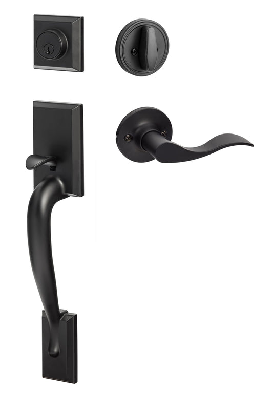 Sure-Loc Hardware Sure-Loc Door Hardware Madison Flat Black Single-Cylinder Deadbolt Keyed Entry Door Handleset with Balboa Lever MA507-SB RH FBL