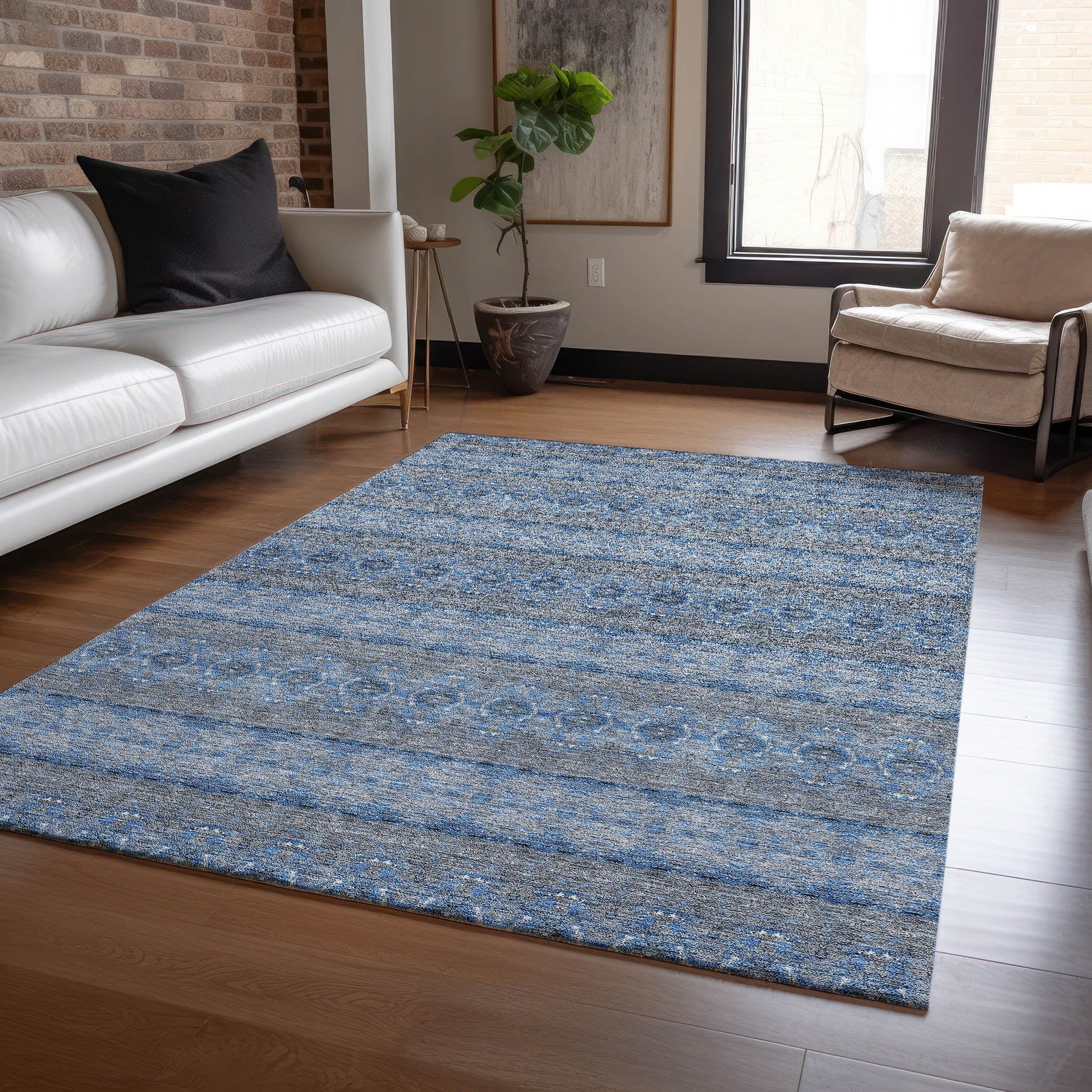 Addison Rugs Chantille ACN615NA 8 x 10 (ft) Navy Rectangular Indoor/Outdoor Abstract Machine washable Area rug