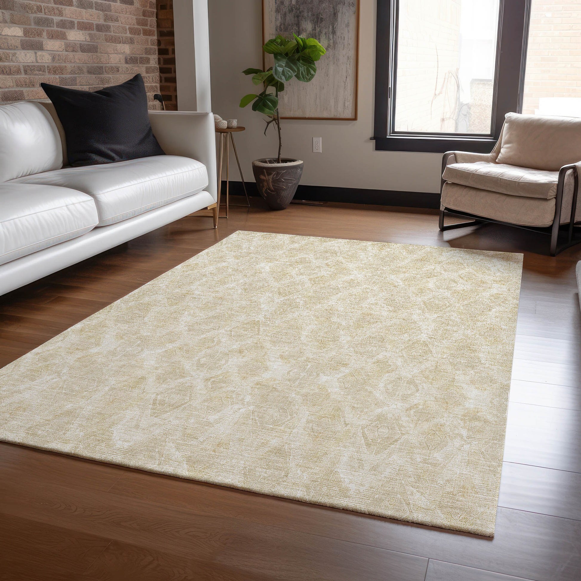 Addison Rugs Chantille ACN622BG 9 x 12 (ft) Beige Rectangular Indoor/Outdoor Geometric Machine washable Area rug