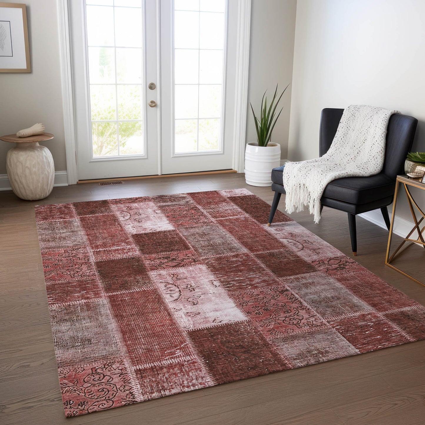 Addison Rugs Chantille ACN631BN 9 x 12 (ft) Burgundy Rectangular Indoor/Outdoor Geometric Machine washable Area rug