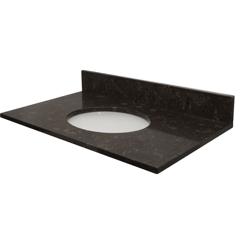 MarCraft Vista 49-in x 22-in Polished Celestial Quartz Undermount Single Sink Widespread Faucet Mount Bathroom Vanity Top