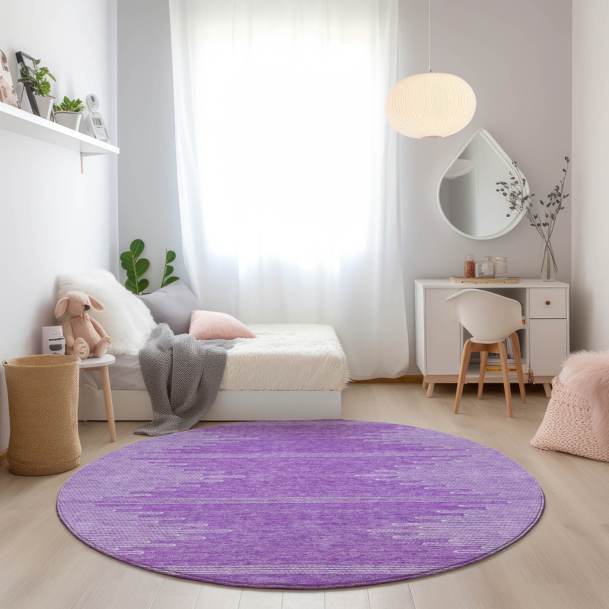 Addison Rugs Chantille ACN647LV 8 x 8 (ft) Lavender Round Indoor/Outdoor Geometric Machine washable Area rug