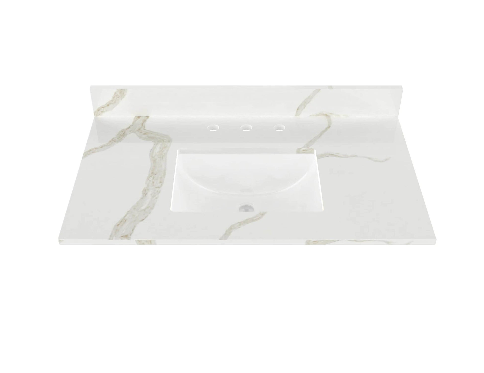 Winette 37-in x 22-in Calacatta White Quartz Undermount Single Sink 4-in Centerset Faucet Mount Bathroom Vanity Top