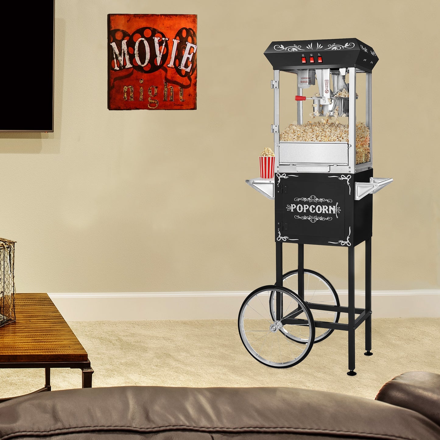 Great Northern Popcorn 1 Cups Black Oil Freestanding Popcorn Machine Cart 291751DZJ