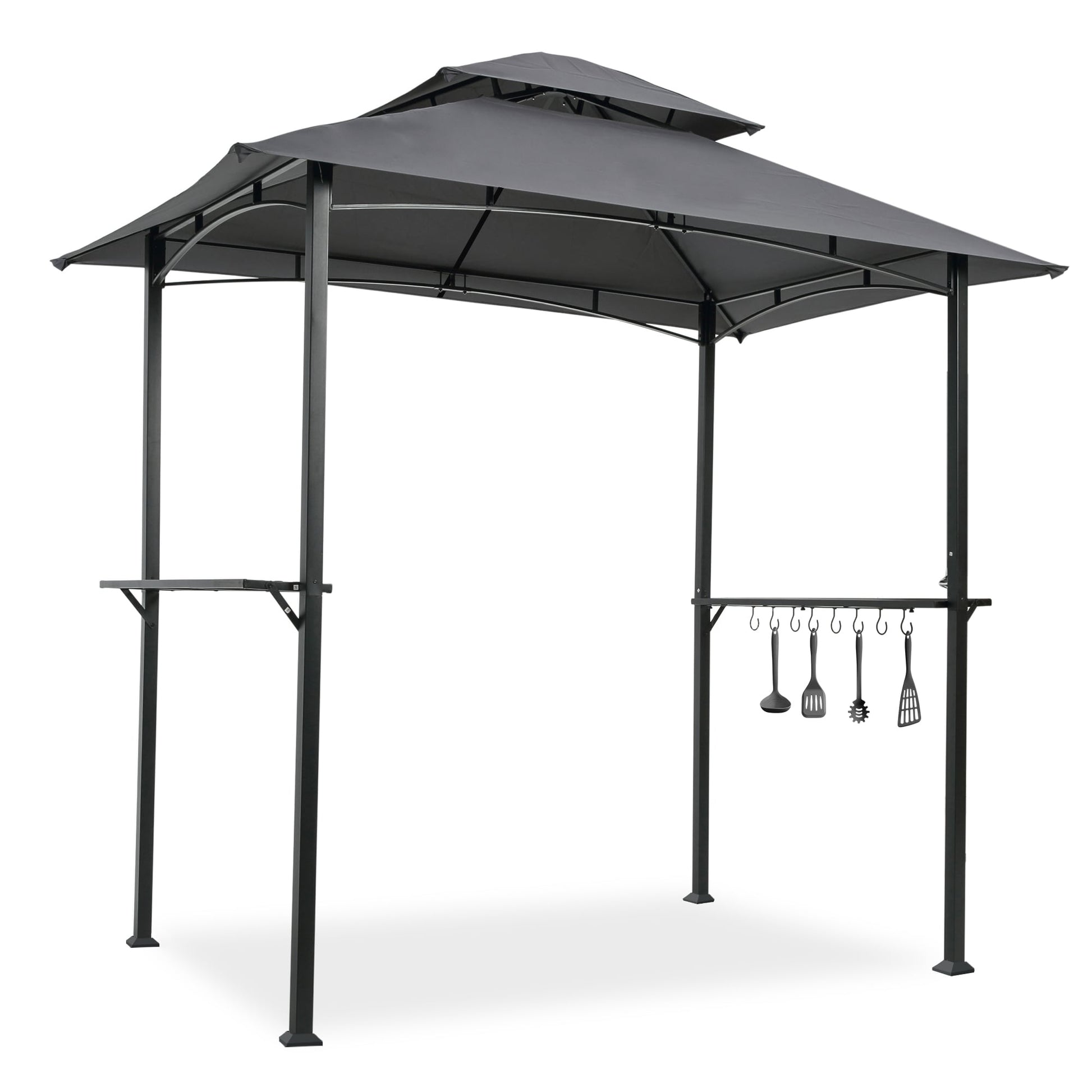 CESICIA Canopies Gazebos 5-ft W x 8-ft L x 8-ft 1-in H Gray Metal Freestanding Pergola with Canopy