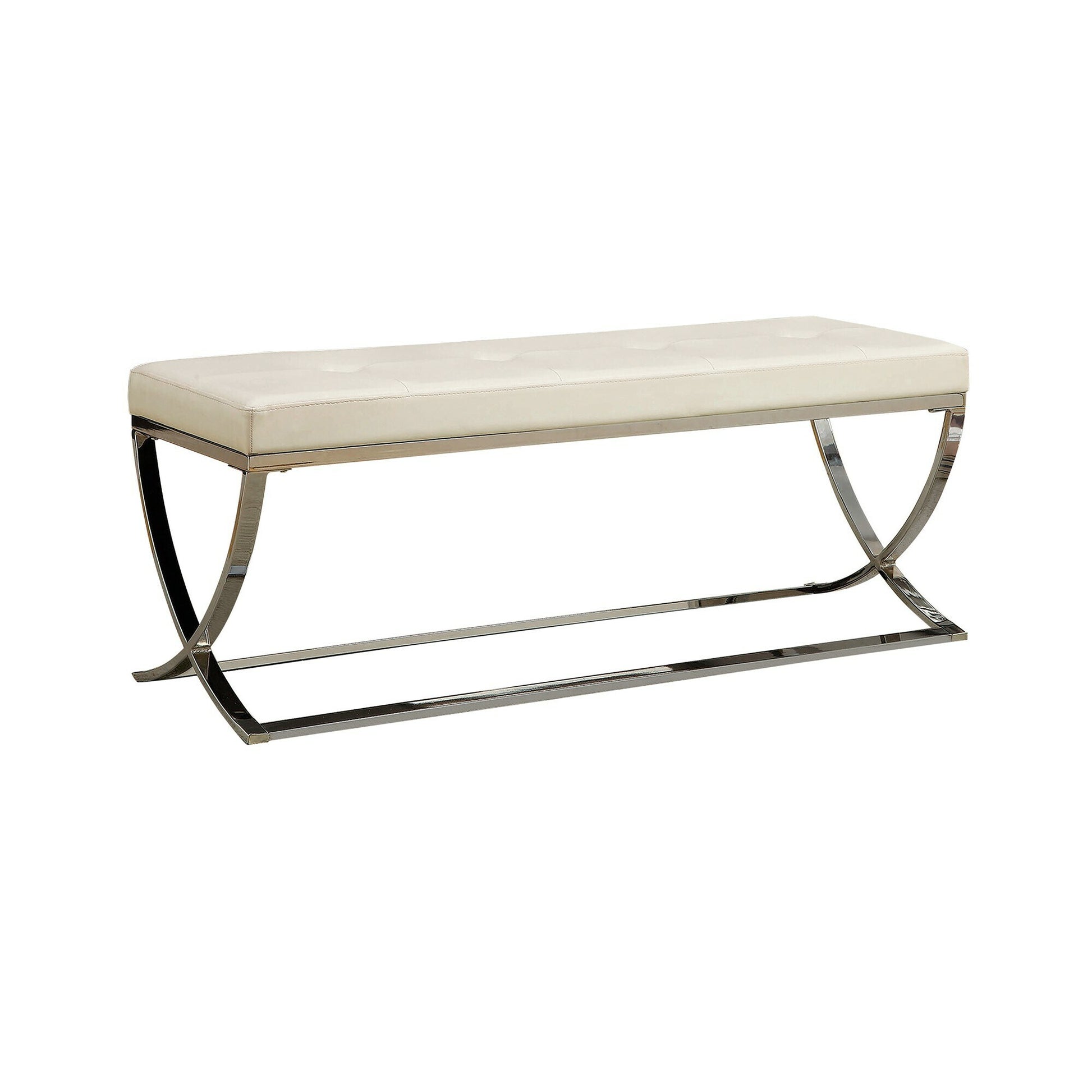 Benzara Modern White Accent Bench 48-Inches x 16-Inches x 18.5-Inches