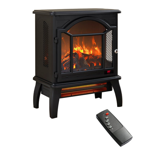 Miki Shinly 17.52-in W Antique Black LED Electric Fireplace CEM-2699-03QI