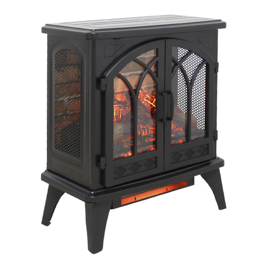 Bayfeve 23.7-in W Black Free standing Infrared quartz Corner Electric Fireplace with Remote Control Included