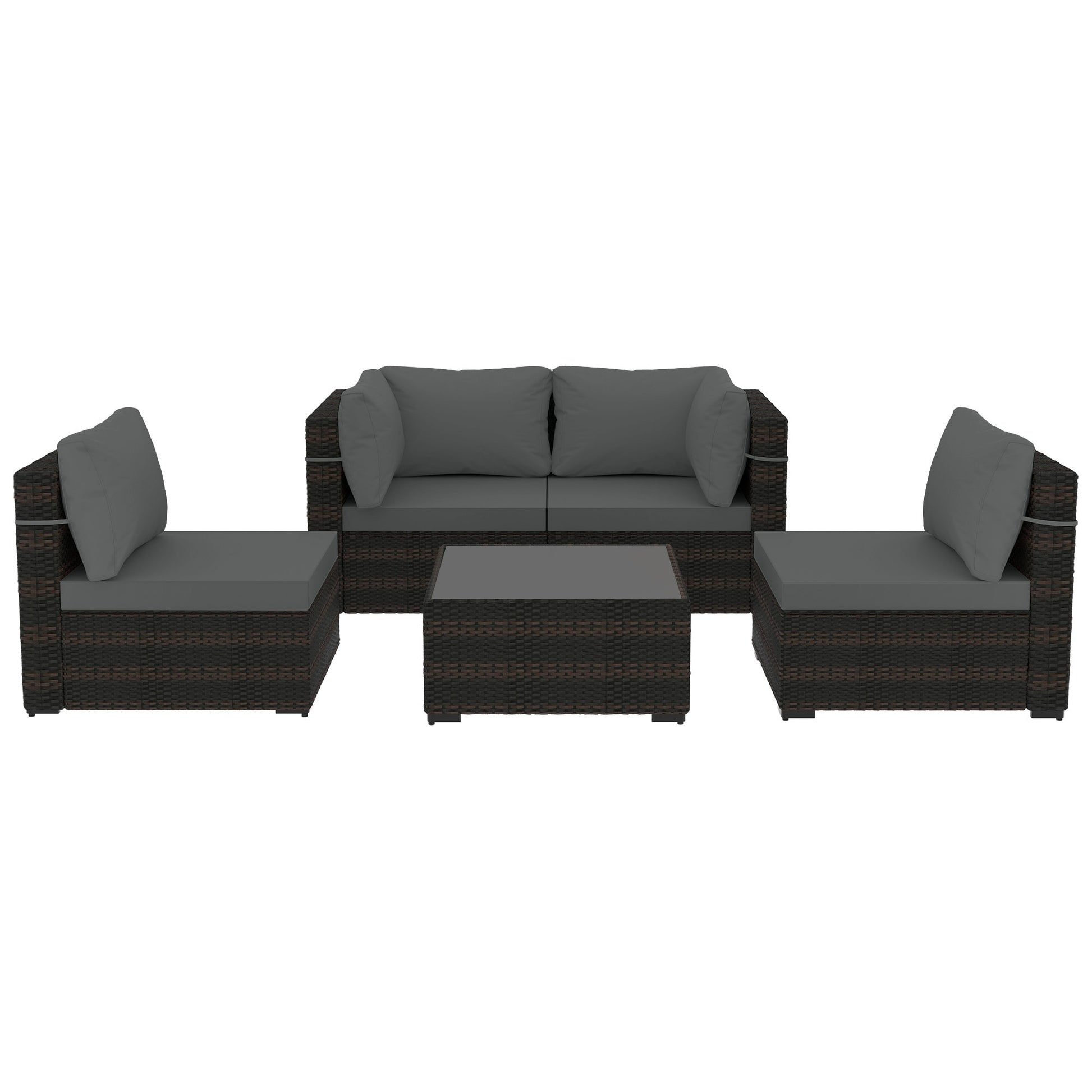 UPHA 5 -Piece Wicker 4 Patio Sofa Conversation Set with Gray Cushions