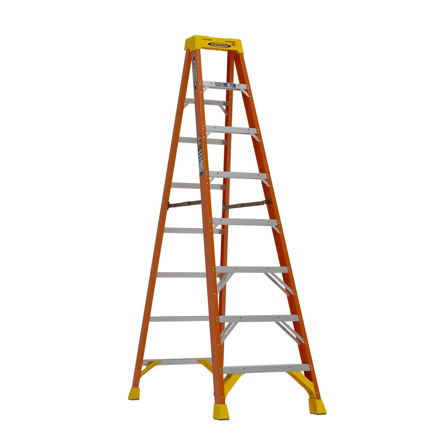 Werner NXT1A 8-ft Fiberglass Type 1A-300-lb Load Capacity Step Ladder NXT1A08