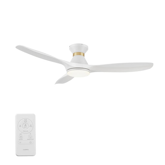 CARRO USA Kore 52-in White Indoor Flush Mount Smart Ceiling Fan with Light and Remote (3-Blade) LS523A4-L12-W1-1-FMA