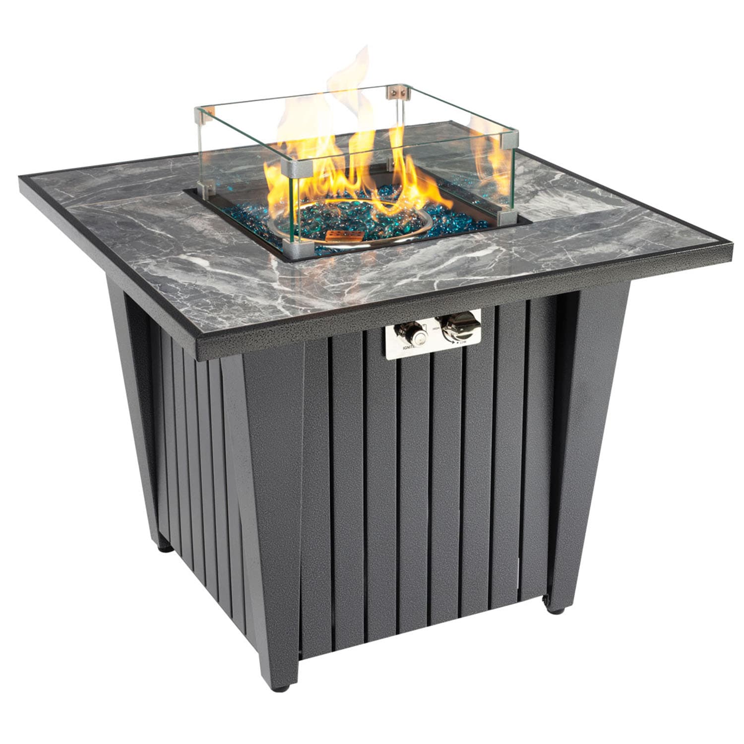 Bybafun 32-in W 50000 Maximum BTUs Steel Square Liquid propane Fire pit table