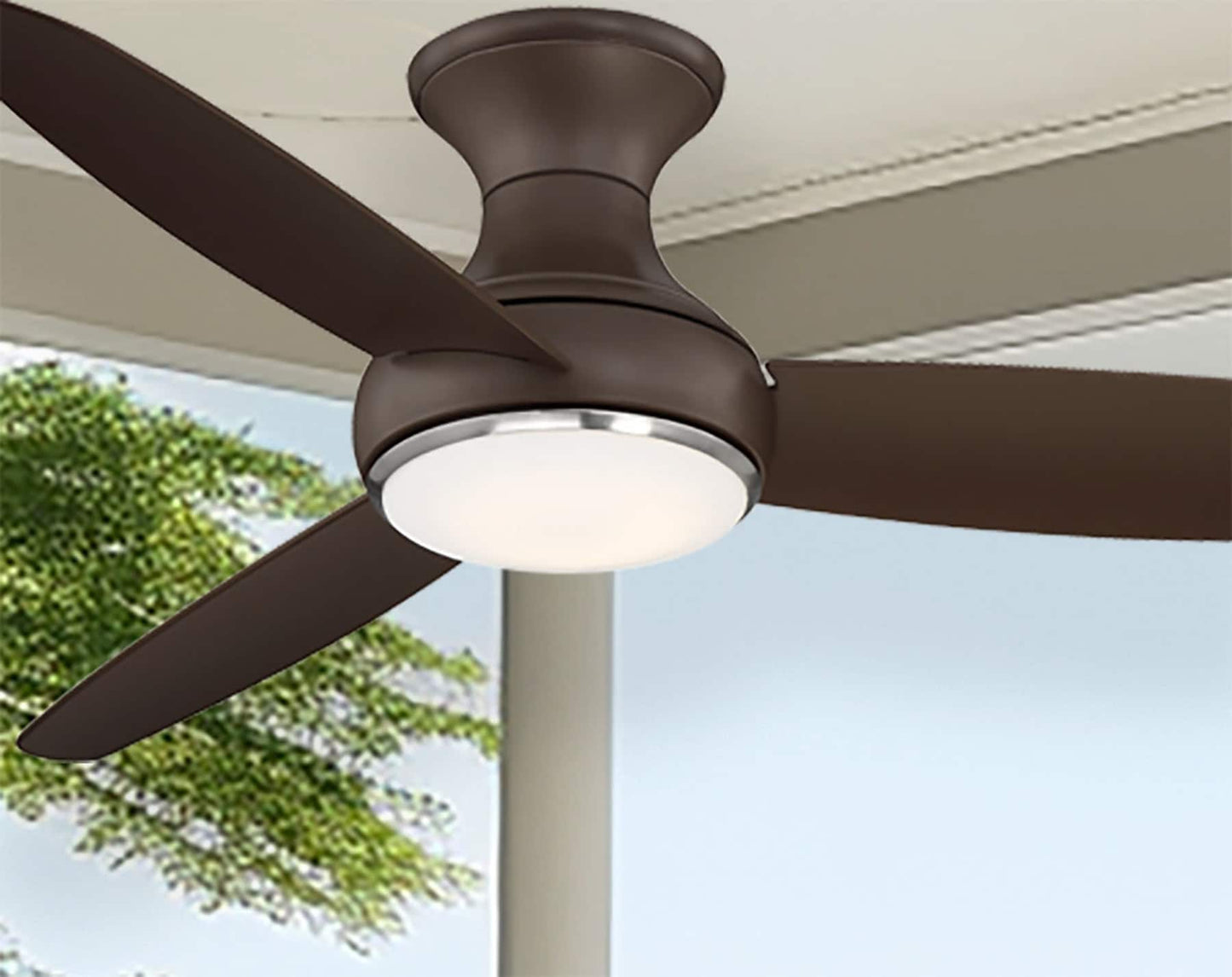 Minka Aire Concept III 54-in Oil Rubbed Bronze LED Indoor/Outdoor Flush Mount Smart Ceiling Fan with Light and Remote (3-Blade) F467L-ORB