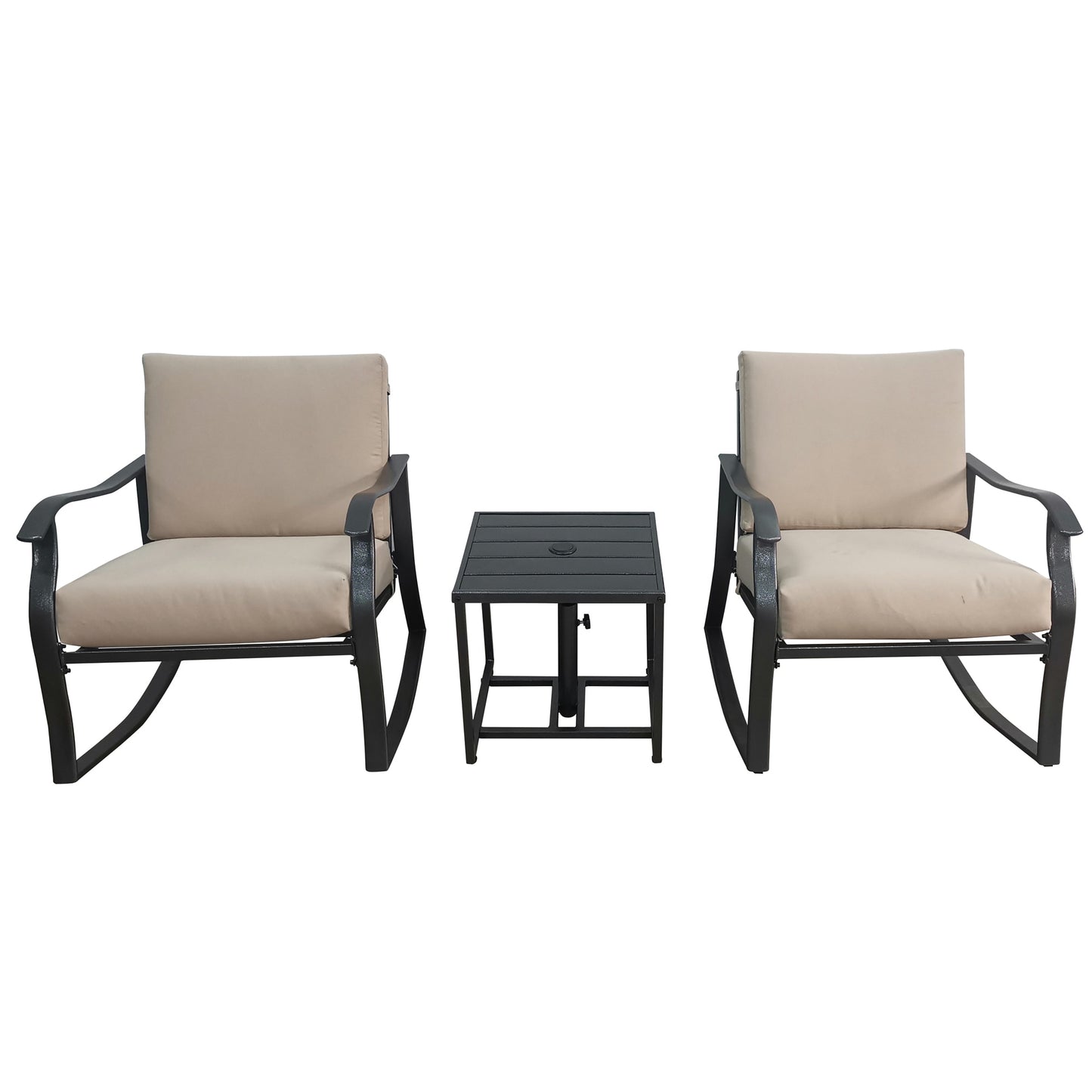 AHIOU HOME Saxton 3-Piece Patio Conversation Set with Tan Cushions