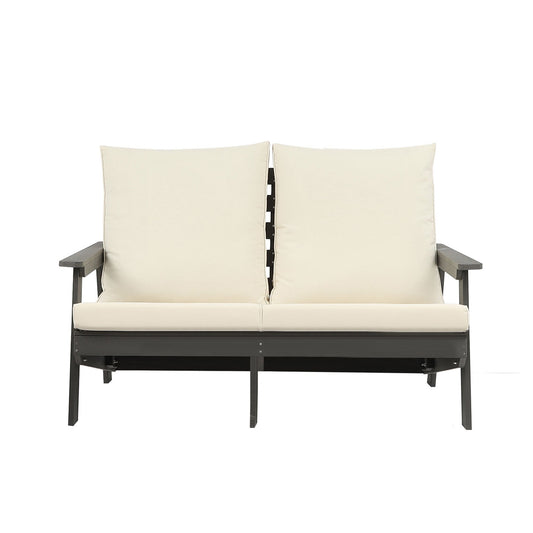 AHIOU HOME Holland Outdoor Loveseat with Beige Cushions and HDPE Frame