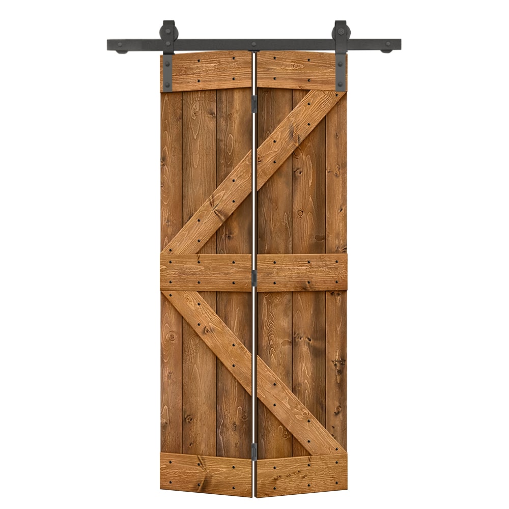CALHOME 20-in x 84-in Walnut Pine Wood Solid core Single Barn Door (Hardware Included)