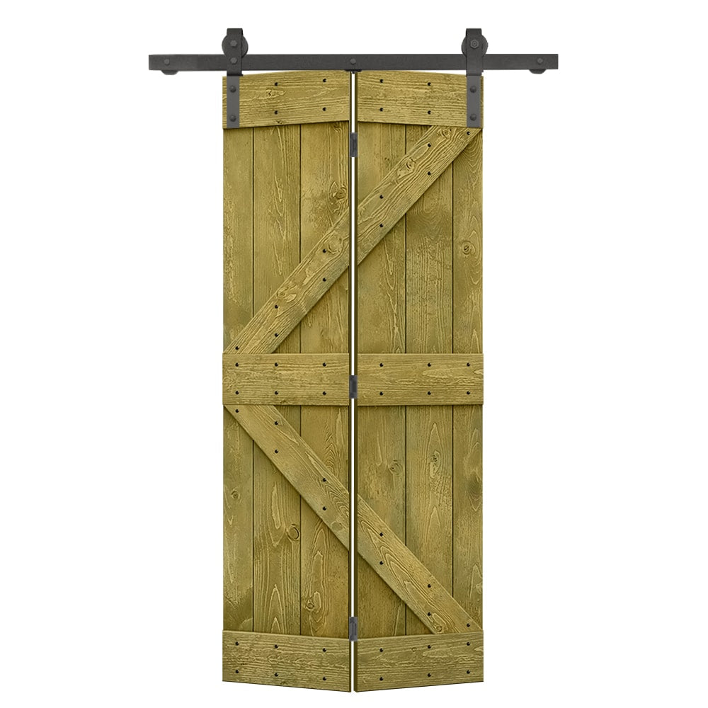 CALHOME 20-in x 84-in Jungle Green Pine Wood Solid core Single Barn Door (Hardware Included)
