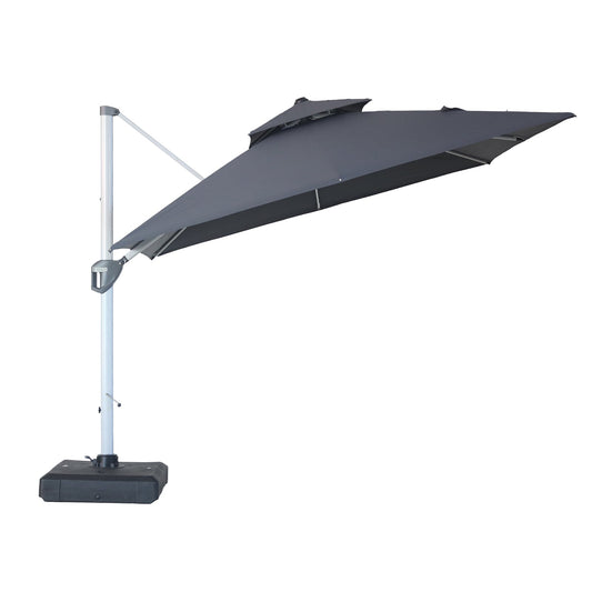 Mondawe 10-ft Aluminum Dark gray Crank Cantilever Patio Umbrella with Base