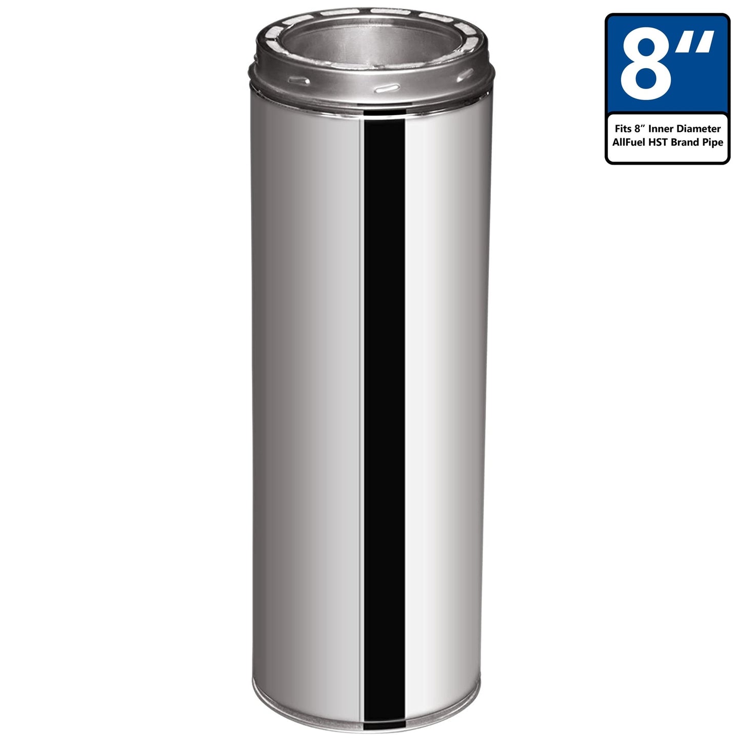 AllFuel HST 8-in x 48-in Insulated Double Wall Stainless Steel Chimney Pipe BL.EV.RB-SHT8SS48