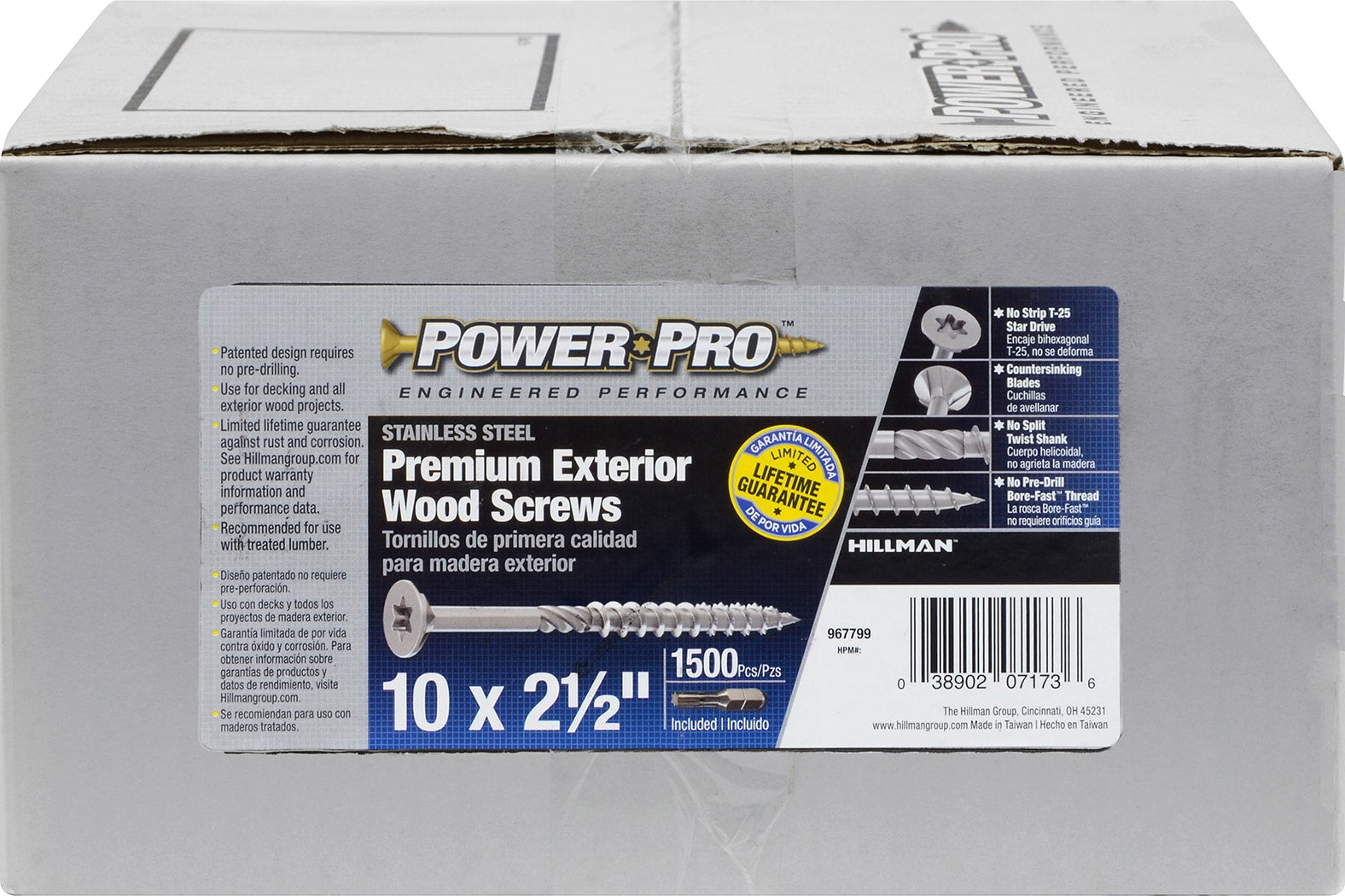 Power Pro #10 x 2-1/2-in Stainless Steel Exterior Wood Screws (1500-Per Box) 967799