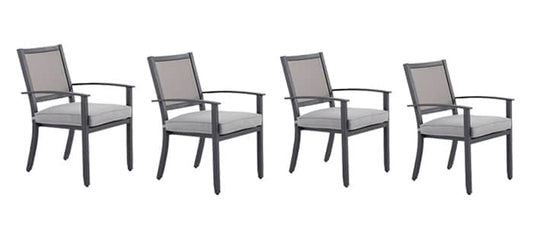allen + roth Chatham Pier Set of 4 Stackable Black Aluminum Frame Stationary Dining Chair with Gray Cushioned Seat